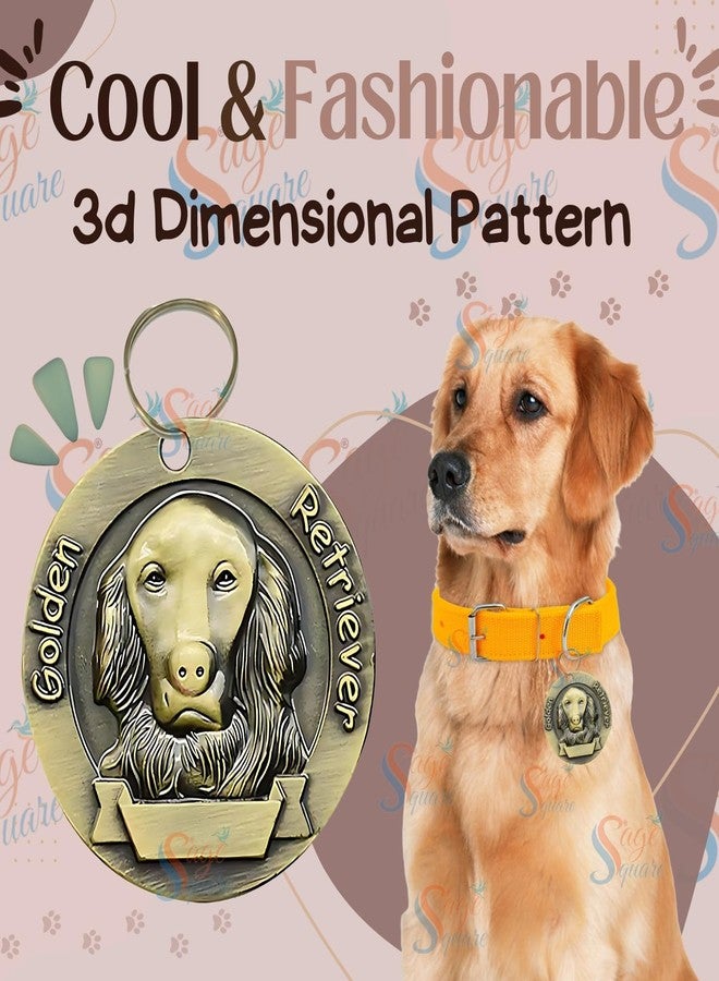 سايج سكوير قلادة مربعة الشكل من المعدن البرونزي بتصميم كلب جولدن ريتريفر - حلقة تثبيت آمنة، تفاصيل السلالة محفورة بوضوح، متينة، مقاومة للصدأ، مثالية، مناسبة للكلاب - Image 5